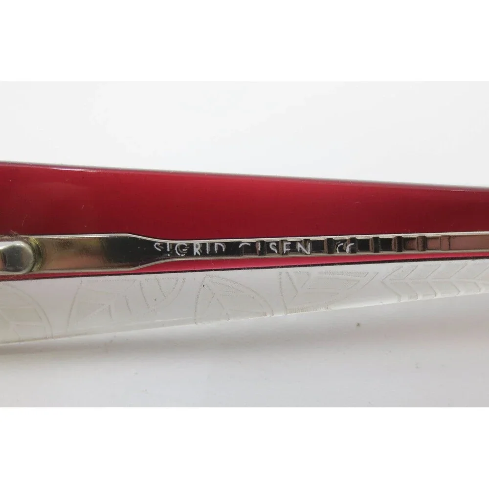 Sigrid Olsen Rubina Red Rectangular Eyeglass Frames 52-16-135 Leaf Pattern 39906